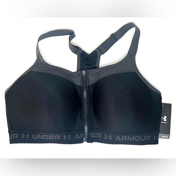 Under Armour NEW Women's Armour High Crossback Zip Sports Bra Sz 42D - Picture 2 of 7